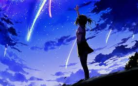 Hd wallpaper anime couple scenic stars night sky silhouette water wallpaper flare. Kimi No Nawa Mitsuha Miyamizu Night Sky Clouds Anime Hd Wallpaper Wallpaperbetter