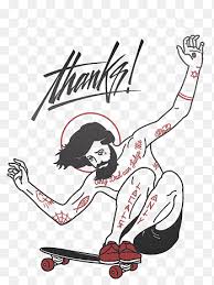 And here it refers to the skate and destroy phrase, popularized by thrasher magazine, on his right forearm. Thrasher Presents Skate And Destroy Sticker Logo Skateboard Skateboard Angle Text Png Pngegg