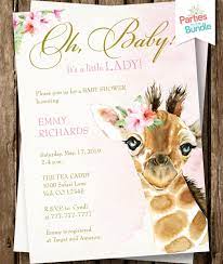 Safari Baby Shower Invitation Baby Safari Girl Shower Etsy In 2021 Giraffe Baby Shower Invitations Safari Baby Shower Invitations Baby Girl Shower Themes