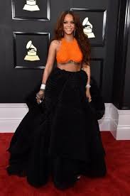 Rihanna's quinceañera game was on point during the 57th annual grammy awards in los angeles on sunday. Rihanna Proves That Orange Is The New Black At The Grammys Fashion Rihanna Grammys Rihanna Style
