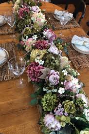 Silk Flower Garland Luxury Floral Table Runner Spring Summer Etsy Rustic Floral Decor Floral Table Runner Flower Garlands