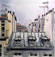 Toits De Paris Illustration Parisienne Paris Dessin Croquis Urbain