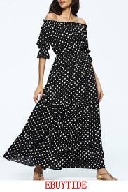 Open Shoulder Polka Dot Maxi Dress Polka Dot Maxi Dresses Maxi Dress Outfit Spring Maxi Dress