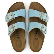 Birkenstock Arizona White Leather Narrow Arizona Suede Leather Washed Metallic Aqua Suede Leather Leather Birkenstock Sandals