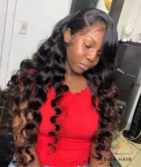 Want to get the same hairstyle? Jesvia Hair Brazilian Loose Wave Hair 3 Bundles With 4x13 Lace Frontal Loose Waves Hair Short Human Hair Wigs Hair Waves