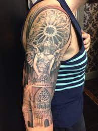 Added A Bit More To This Cover Up Cathedral And Angel Architecture Tattoos Sleeve Tattoos Tattoo Work