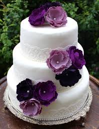 Purple Flowers And Lace Wedding Cake Toppers Unique Wedding Cake Purple Flowers Wedding Cake Toppers