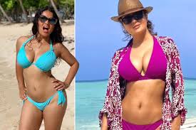 Salma hayek is one of these celebrities who do not have any qualms about showing off their true selves, the image that lies beneath all the filters and makeup. Salma Hayek S 12 Sexiest Bikini And Swimsuit Pics Of All Time