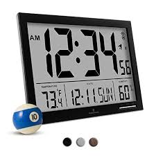 Marathon Cl030062bk Slimjumbo Atomic Digital Wall Clock Black Amazon Best Buy Livingroomdecor Digital Wall Wall Clock With Temperature Clock