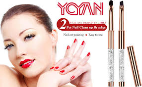 Amazon.com : Ycyan 2Pcs Nail Clean Up Brush Set, Oval & Angled Nail Art  Brushes for Cleaning Nail Polish Mistake, Rhinestone Handle Nail Cleaning  Brushes for Nail Art : Beauty & Personal