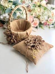 Rustic Flower Girl Basket Burlap Ring Holder Rustic Ring Etsy Flower Girl Basket Rustic Rustic Ring Bearer Pillow Rustic Flower Girls