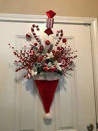 Santa Hat Door Hanger Christmasdecorations Christmascrafts Christmasdecor Christmas Door Decorations Christmas Wreaths Christmas Decor Diy