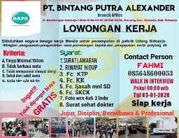 Maybe you would like to learn more about one of these? Info Lowongan Kerja Sidoarjo Lowongan Urgent Walk In Interview Siap Kerja Tanggal 06 Januari 2019 Khusus Perempuan Di Pabrik Produksi Udang Sidoarjo Persyaratan 1 Tinggi Minimal 150 2 Usia