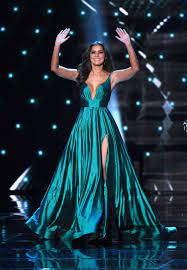 Paulina vega at the 2015 miss universe pageant stunned in a teal gown. Paulina Vega Evening Gown 2015 Miss Universe Pageant Dress Tcd6480 Miss Universe Dresses Farewell Dresses Gowns