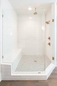 Modern Farmhouse Bathroom Decorating Ideas With A Shower That Features Brick Like W Master Bathroom Shower White Subway Tile Bathroom Farmhouse Master Bathroom