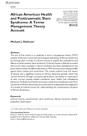 Pdf African American Health And Posttraumatic Slave Syndrome A Terror Management Theory Account