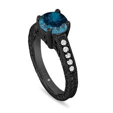 Black And Blue Engagement Rings 2 20 Carat Blue Diamond Engagement Ring Unique Vintage Style 14k Black Gold Certified Handmade In 2020 Vintage Engagement Rings Unique Black Gold Engagement Rings Natural Blue Diamond