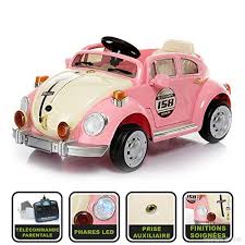 Cristom Voiture Electrique Pour Enfant 12v Avec Telecommande Parentale Look Vintage Rose Voiture Electrique Enfant Voiture Enfant Voiture Electrique