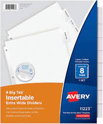 Fast shipping · explore amazon devices · read ratings & reviews Amazon Com Avery 11223 Insertable Big Tab Dividers 8 Tab 11 1 8 X 9 1 4 Office Products