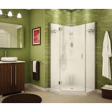 Maax Papaya 36 In X 36 In X 72 In Center Drain Corner Shower Kit In White With Frameless Door In Chrome 105545 000 129 103 The Home Depot Corner Shower Kits Corner Shower Corner Shower Stalls