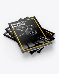 Three Glossy A4 Magazines Mockup In Stationery Mockups On Yellow Images Object Mockups