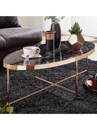 Couchtische marmor / couchtische marmor : Finebuy Couchtisch Marmor Optik Schwarz Oval Tisch 110x56 Cm Kupfer Metallgestell Grosser Wohnzimmertisch Klingel