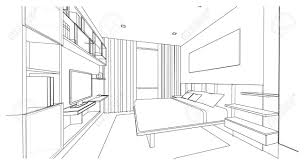 Aug 16 2020 explore priya sainis board drawing room on pinterest. Interior Design Of Modern Style Bedroom 3d Outline Sketch Perspective Stock Photo Picture And Royalty Free Image Image 65989601