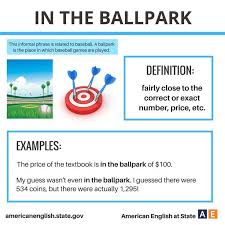 Idiom In The Ballpark Learn English English Idioms Idioms Words
