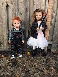 This dark and twisted officially licensed costume includes a jacket, dress and choker. Chucky And His Bride Sibling Costumes Toddler Duo Costumes Chucky And Tiffany Halloween Costume Toddler Girl Sibling Costume Chucky Halloween Costume
