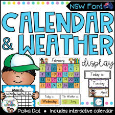 Calendar And Weather Chart Nsw Font Polka Dot Tpt