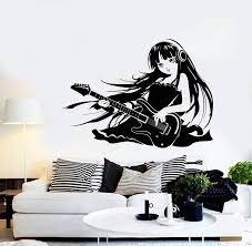 Time to go back to school. Wall Vinyl Decal Anime Girl Music Guitar Cool Bedroom Decor Unique Gif Wallstickers4you