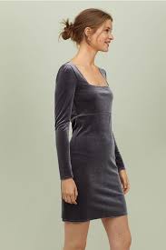 Short Velvet Dress Gray Ladies H M Us 3 Velvet Clothes Velvet Dress Short Velvet Dress