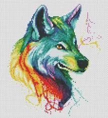 Geometric wolf cross stitch pattern. Modern Wolf Cross Stitch Patterns Novocom Top