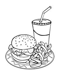 Junk Food Burger And Drink Coloring Page For Kids Malvorlagen Fur Kinder Zeichnungen Zum Nachzeichnen Ausmalbilder