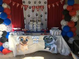 Puppy Dog Pals Sweet Table And Backdrop Puppy Birthday Parties Boy Birthday Parties Baby Boy 1st Birthday Party