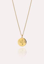 Libra zodiac recht necklace gold