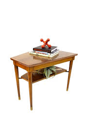 Mid Century Walnut Wood Wedge Table Two Tier Trapezoid Side Etsy In 2020 Walnut Wood Table Dark Wood Furniture