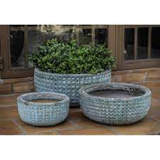 Ceramic Low Profile Bowl Planters Kinsey Garden Decor