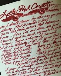 Prince's hit songs 'purple rain', 'when doves cry', 'kiss', 'raspberry beret', and 'little red corvette' are just a small sample of his revolutionary blend of rock, funk, r&b and new wave pop that shattered barriers and empowered millions. Tatiana Garcia On Twitter Prince S Handwritten Lyrics To Little Red Corvette Recorded Today In 1982 Damn His Handwriting Is As Perfect As He Was Negritud Negrihoodconvoy Https T Co 7aakmtr3m0