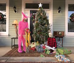 Baxter Skeletons Recreate A Christmas Story Don T Shoot Your Eye Out Halloween Skeleton Decorations Halloween Yard Displays Halloween Displays