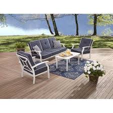Better Homes Garden Carter Hills Outdoor Conversation Set Seats 5 With White Cushions Walmart Com Patio Furniture Conversation Sets Conversation Set Patio Better Homes And Garden