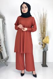 Tunik Pantolon Takim Tsd3985 Kiremit Islami Giyim Moda Stilleri Tunik