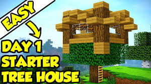 There is an insane range of minecraft building ideas here. Minecraft First Day Starter Survival Tree House Tutorial How To Build Youtube