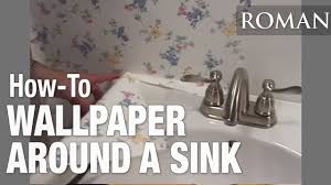 how to hang wallpaper around a sink
