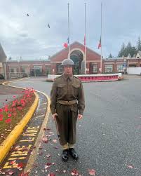 This morning I went to George Derby to pay respects and to be in person for  their Remembrance Day Service, due to Covid it was cancelled but this  corporal (Guy) stood alone