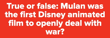 In case your infant will get all of the solutions appropriate, properly and good, but when he doesn't then you'll be able to all the time educate him in respect of this fun kid movie trivia questions and answers. Mulan 1998 Trivia Quiz