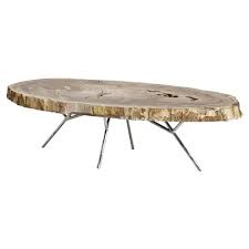 Get the perfect silver trunk coffee tables for your house. Eichholtz Hawthorn Modern Brown Tree Trunk Silver Metal Oval Coffee Table 41 W 50 W Kathy Kuo Home