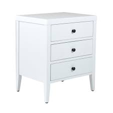 Tapered solid walnut legs with white lacquered incision. Rushville 3 Drawer Nightstand Halfway Wholeistic