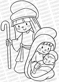 Clear Stamp Digital Sacred Family Christmas Stamp Christmas Coloring Pages Christmas Stamps Christmas Drawing