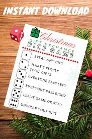 Christmas Gift Exchange Dice Game Printable Christmas Gift Exchange Games Christmas Gift Games Christmas Gift Exchange